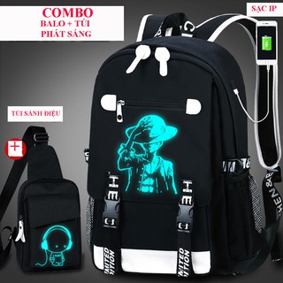 Balo thời trang nam dạ quang phát sáng, Siêu Phẩm Balo 2021 OnePiece & Tặng Ngay 01 Túi Đeo Chéo Dạ Quang CỰC ĐẸP - BL18