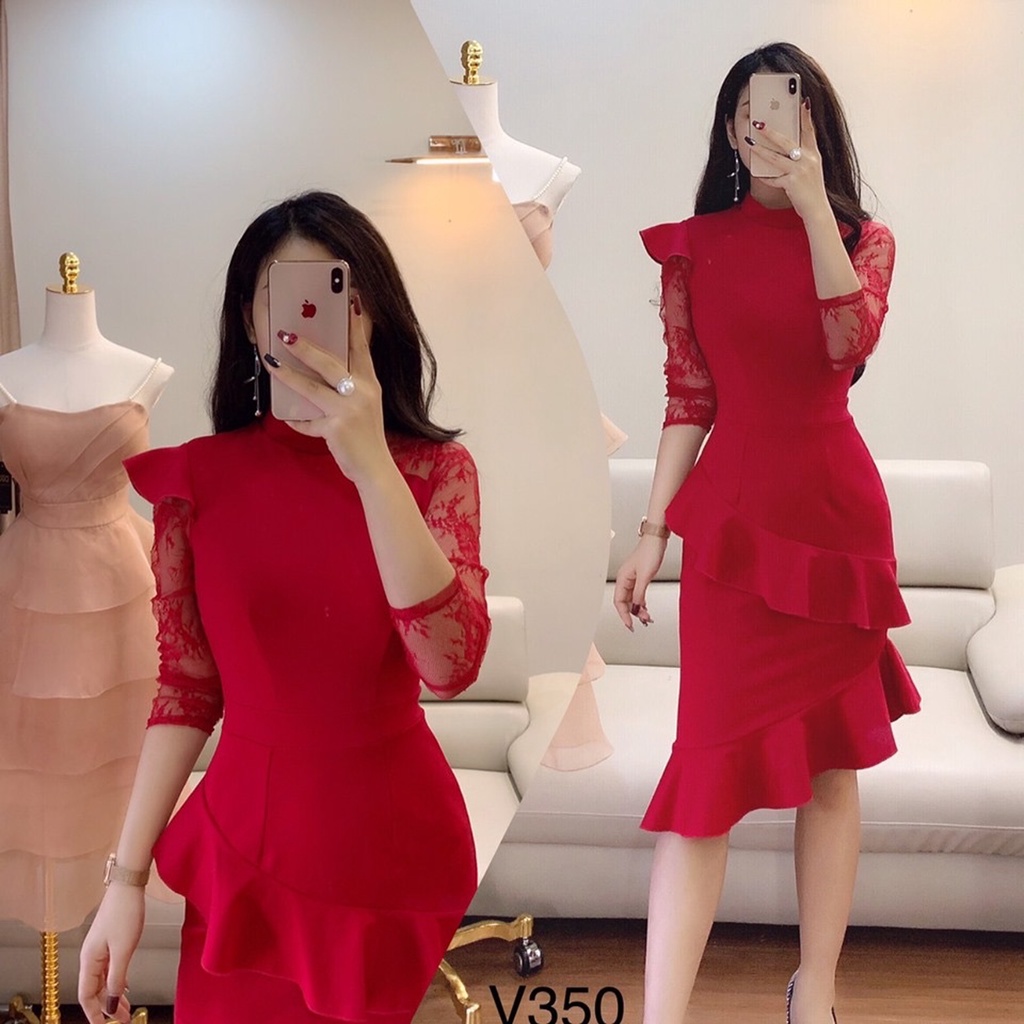 Váy đuôi cá tay phối ren - MIA STORE