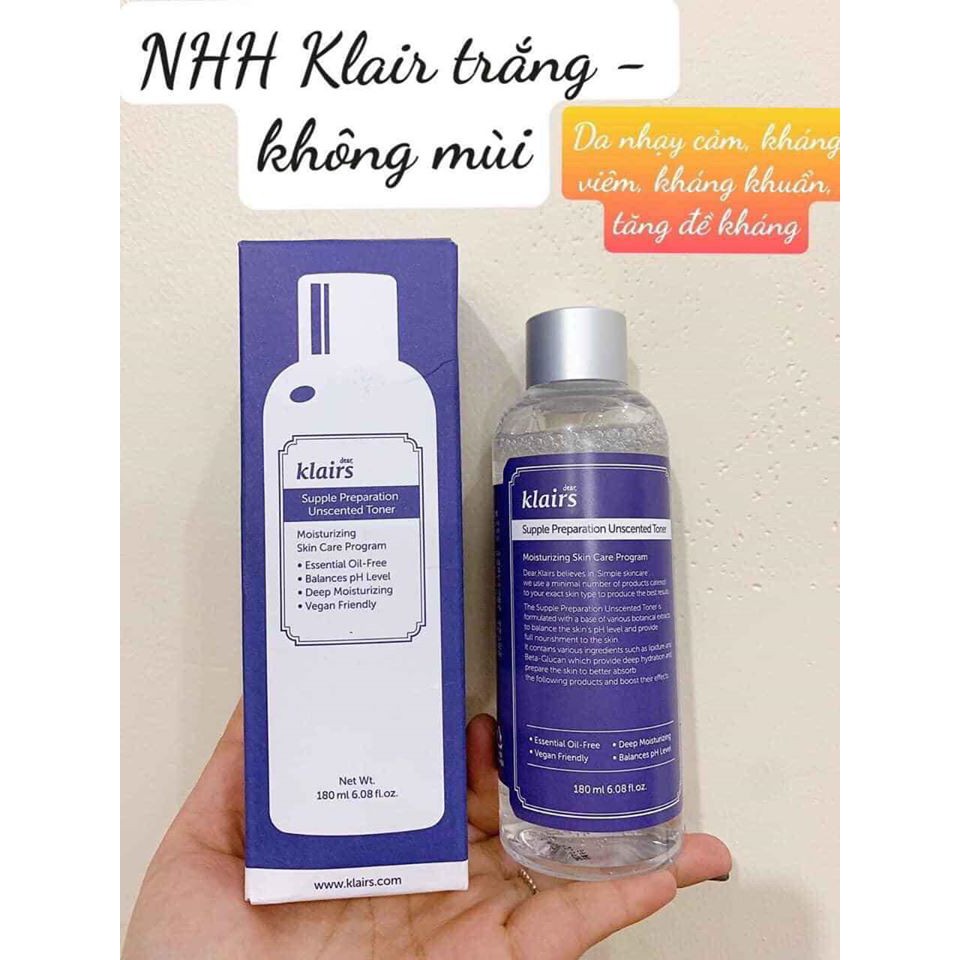 Nước hoa hồng Klairs Supple Preparation Toner (CÓ MÙI VÀ KHÔNG MÙI)