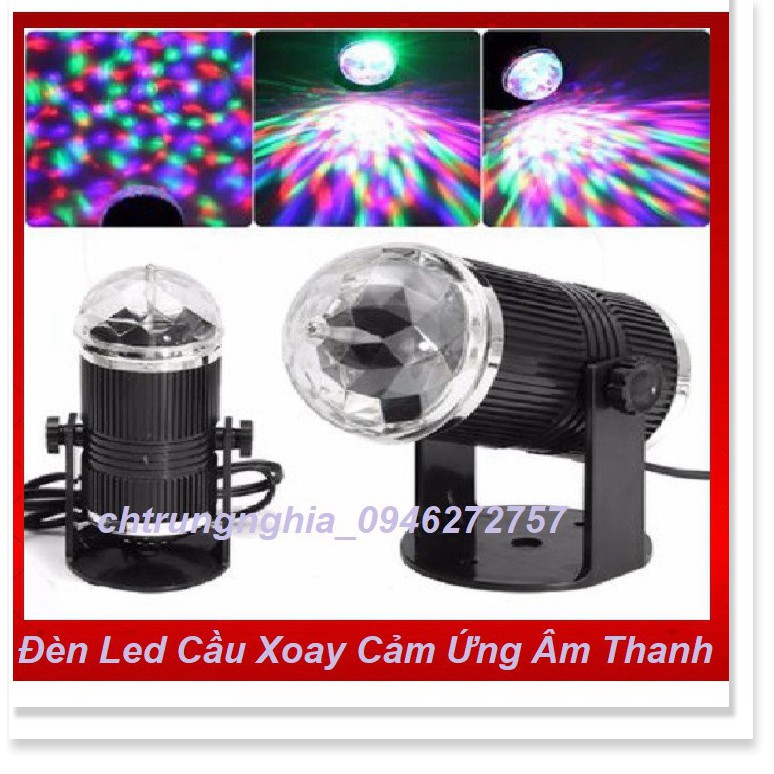 [GIÁ HỦY DIỆT] Đèn Led Cầu Xoay Pha Lê 7 Màu Cảm Ứng Âm Thanh