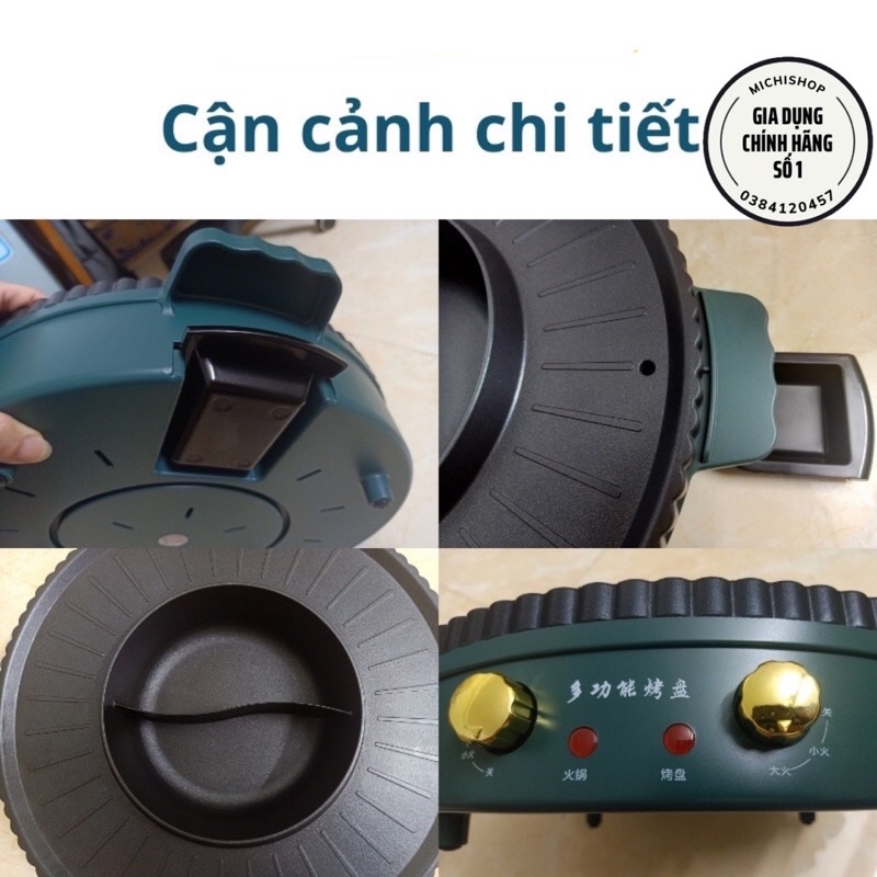 Bếp Lẩu Nướng Kếp Hợp 2 In 1 Vừa Lẩu Vừa Nướng Không Khói, Bếp Lẩu Nướng Đa Năng Cao Cấp