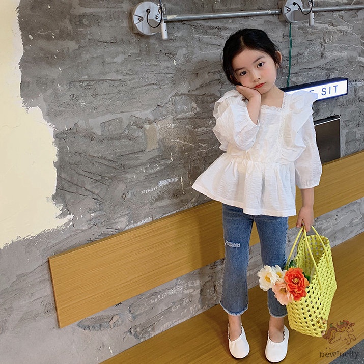 Áo Sơ Mi Dài Tay Phong Cách Hàn Quốc Cho Bé Gái