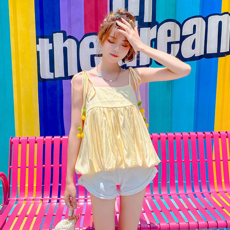 Áo hai dây IELGY dáng ngắn mỏng đơn giản trẻ trung cho nữ