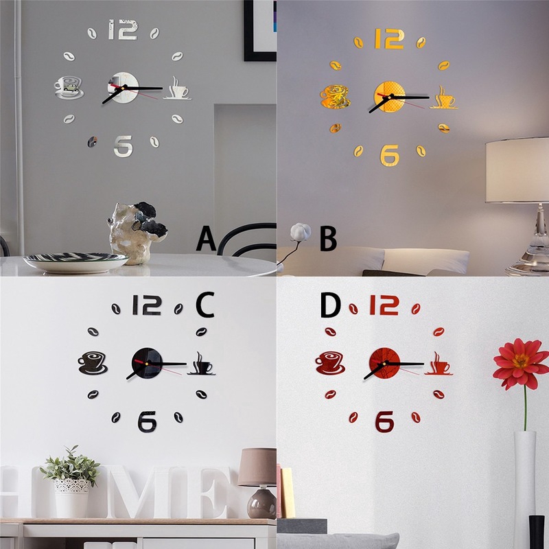 Wall Art 3d Tự làm Đồng hồ treo tường Gương Đồng hồ Thiết kế hiện đại DIY Sticker Trang trí