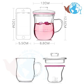 Ly Lọc Trà Thủy Tinh Dáng Eo Thon 300ml