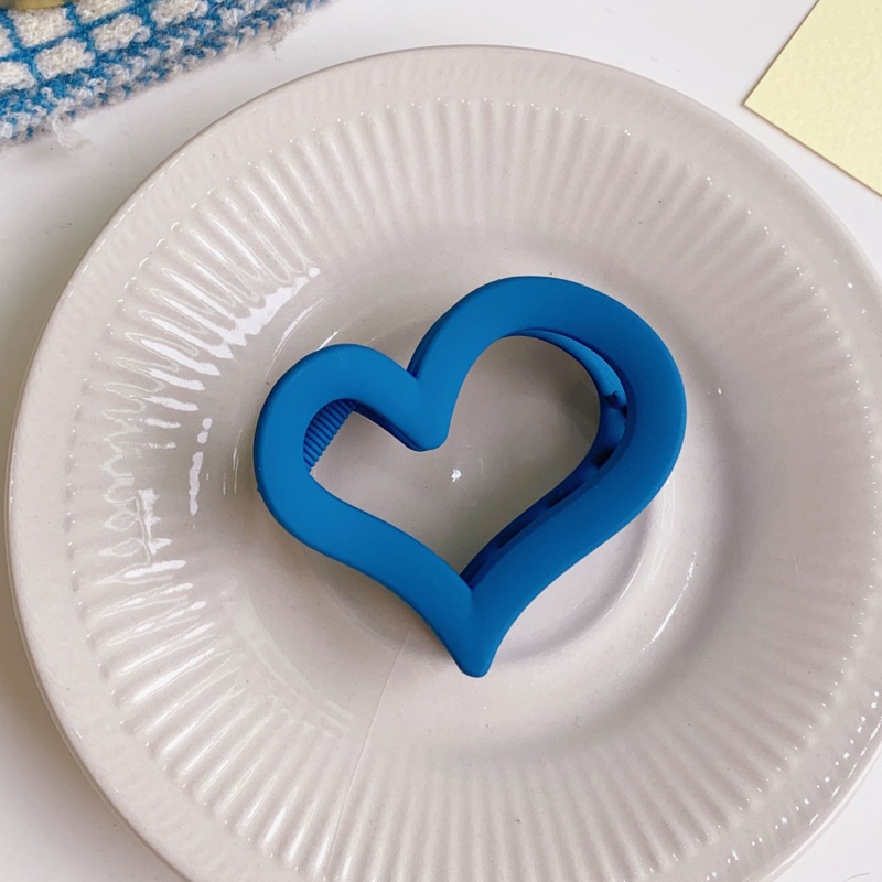 Kẹp Tóc Càng Cua Hình Trái Tim Màu Nhám Dày Dặn Chống Trượt Thời Trang Cho Nữ