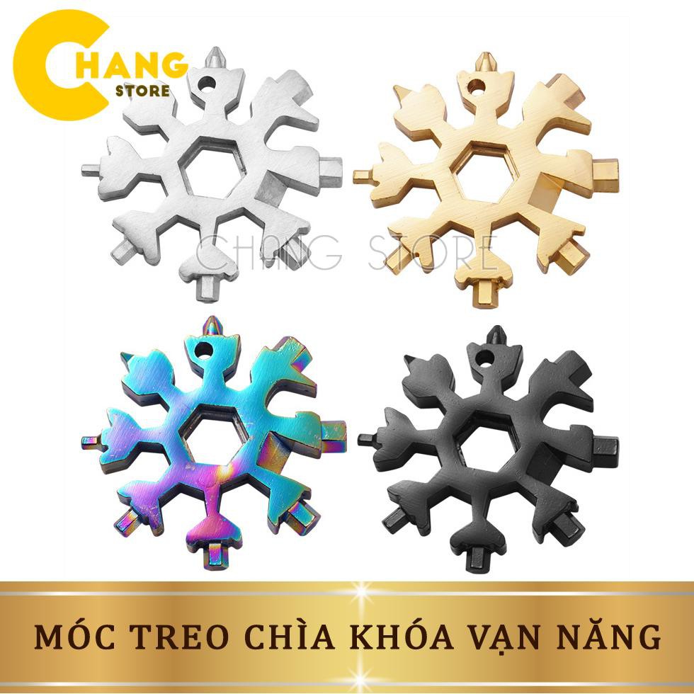 Móc treo chìa khóa vạn năng hình bông tuyết, Cờ lê đa năng hình bông tuyết 18 chi tiết tiện dụng