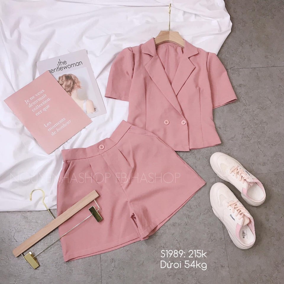 Set bộ áo vest kèm quần ngắn thời trang