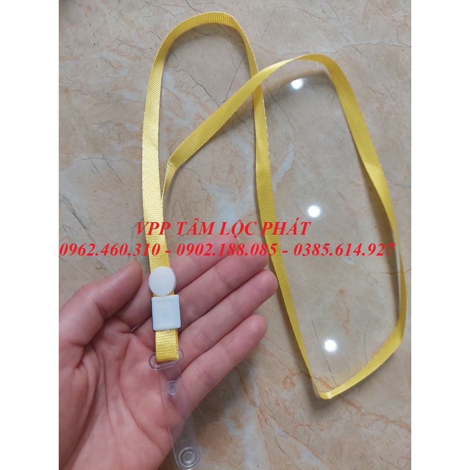 Sỉ 100 Dây đeo thẻ lụa móc nhựa MÀU VÀNG, bản rộng 1cm