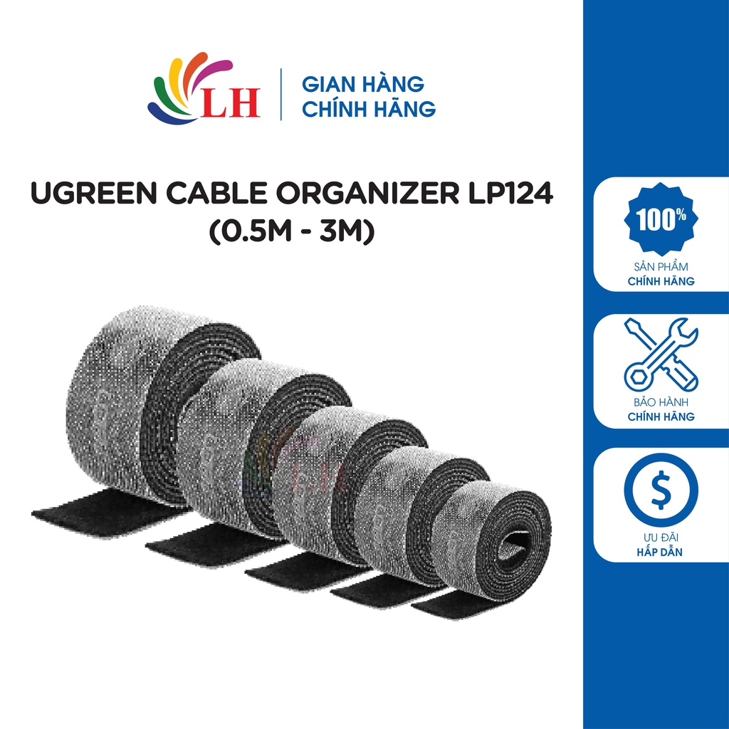 Dây dán Velcro Ugreen Cable Organizer LP124 (0.5M - 3M) - Hàng chính hãng - Độ kết dính cao, dễ sử dụng