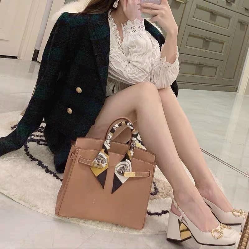 [sales size lẻ] Dép Cao Gót Nữ - Sandal Cao Gót Mũi vuông Gucci Trắng Hót Trend Mới Về Đế Cao 3cm