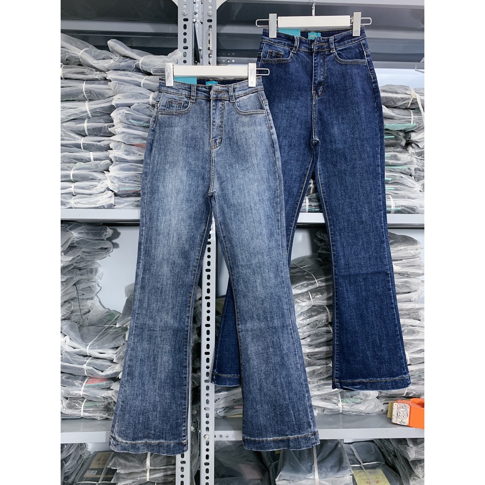 quần jeans nữ ống loe quần bò loe ống bass cạp lưng cao phom dài 100cm chất jean co dãn