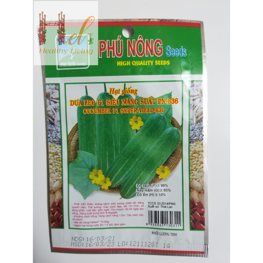 Hạt Giống Dưa Leo F1 SIêu Năng Suất Qủa To, Giòn Ngọt - Trồng Rau Xanh Rau Sạch Bằng Đất Sạch, Mùn Dừa, Phân Bón