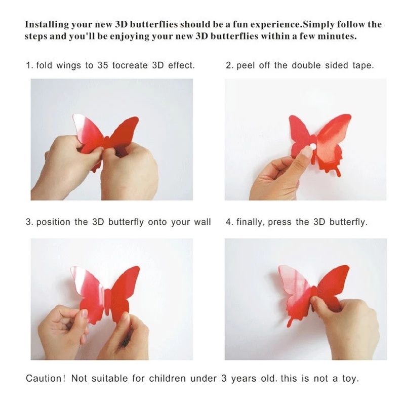 Bộ 12/18/24 Miếng Dán Hình Bướm 3d Nhiều Màu Sắc Trang Trí Phòng Trẻ Em