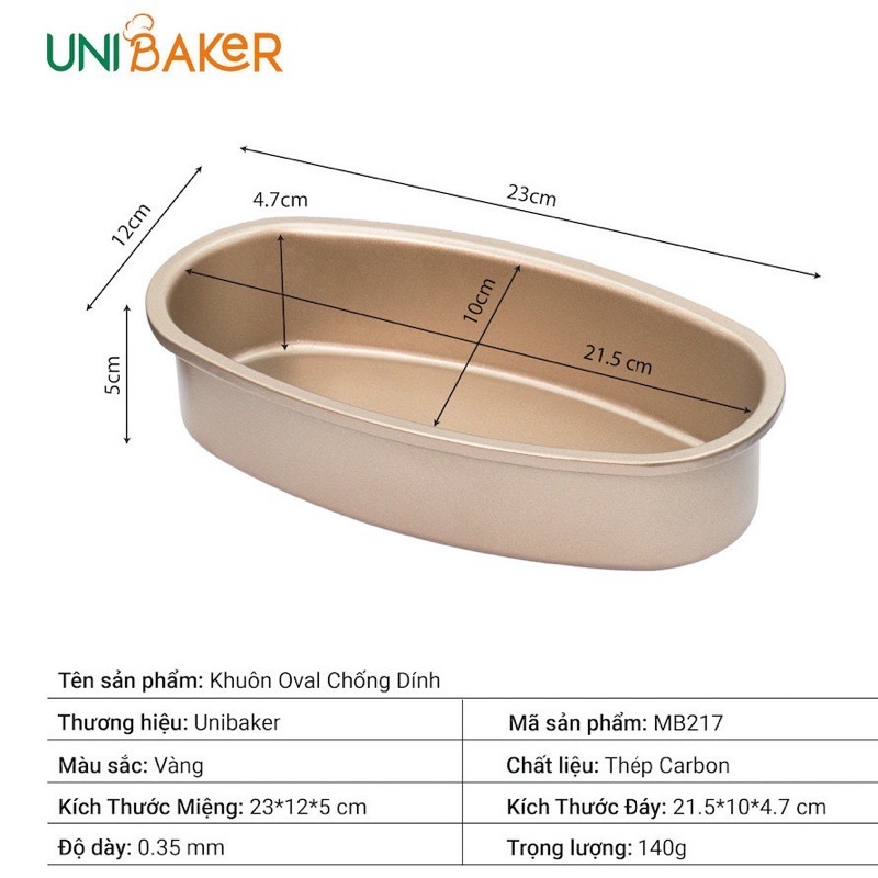 Khuôn Oval Chống Dính Cao Cấp UNIBAKER
