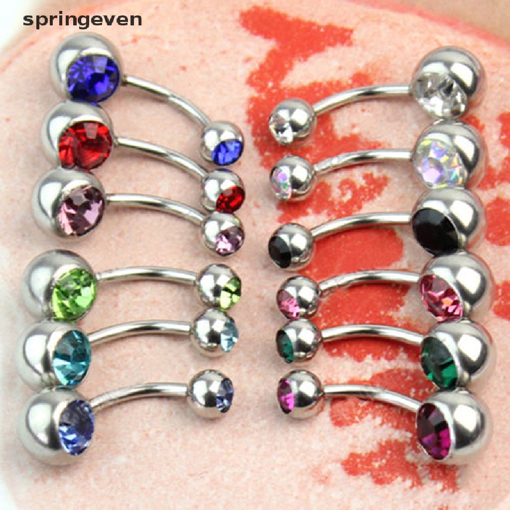 Set 10 / 12 / 15 Khuyên Rốn Thép Không Gỉ Đính Đá Pha Lê