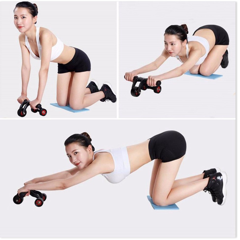 Con Lăn Tập Cơ Bụng 3 Bánh Cỡ Lớn Chính Hãng Gobos + Tặng Kèm Thảm Lót Đầu Gối