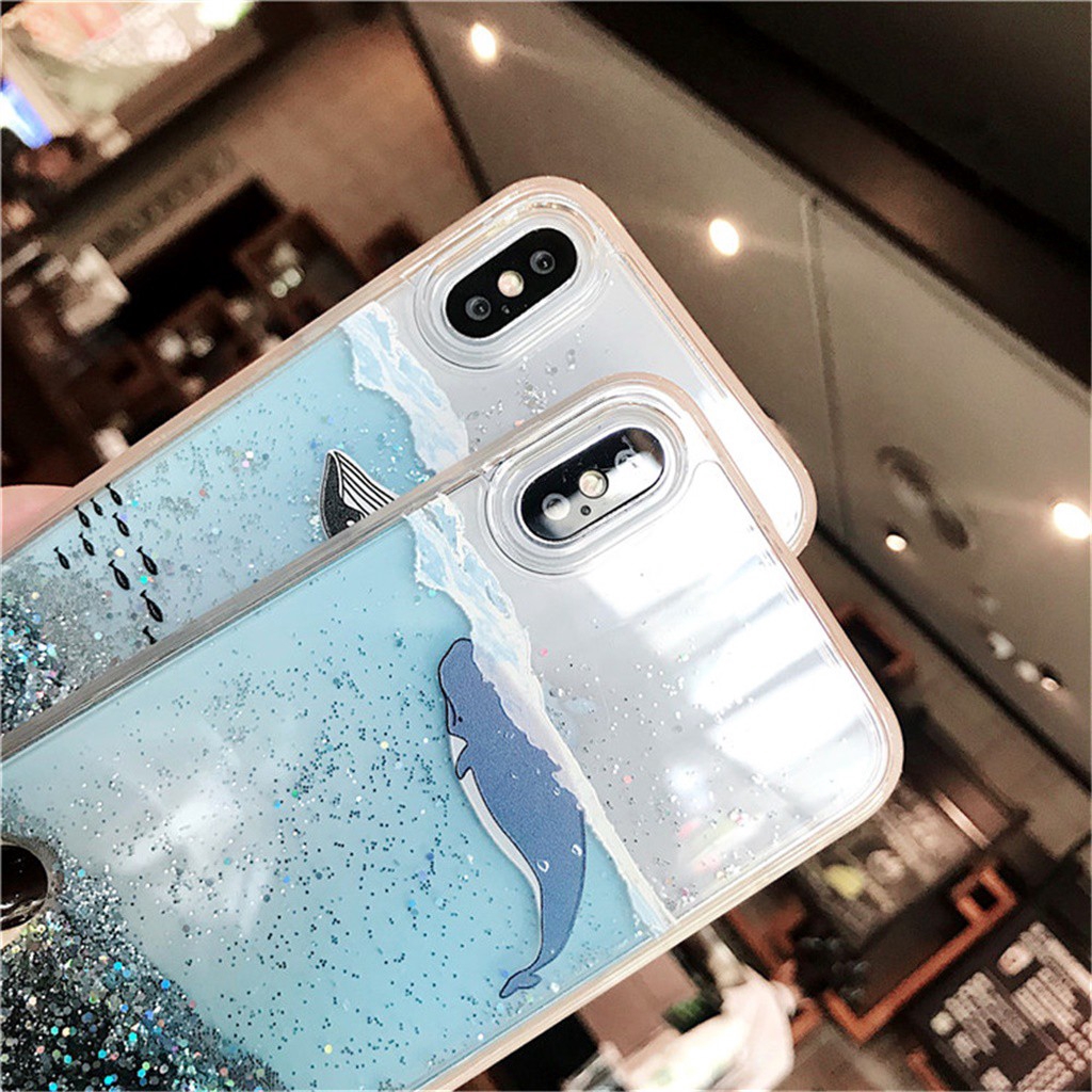 Ốp Điện Thoại Cát Chảy Hình Cá Heo Cho iPhone 14 13 12 11 Pro Max Mini 12Pro 13Pro 14Pro 14Plus 6 6S 7 8 Plus X XR XS Max