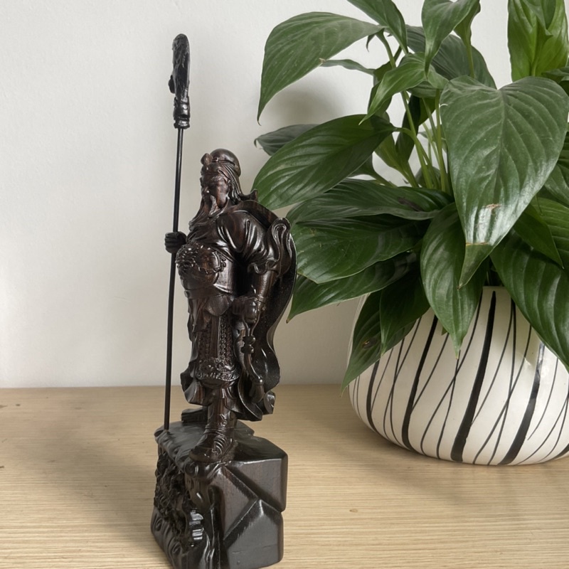 Tượng quan công quan Vân trường gỗ mun cao 20 cm
