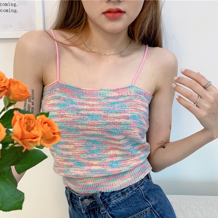 Áo Hai Dây Dáng Ngắn Thời Trang Mùa Hè Hàng Mới Dành Cho Bạn Gái