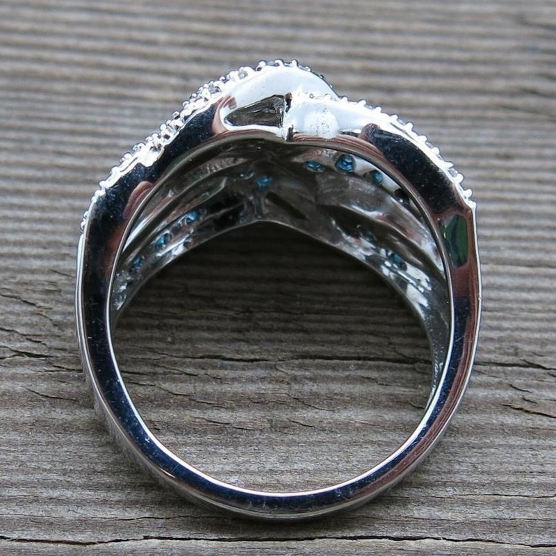 Nhẫn xi mạ bạc đính đá sapphire tự nhiên chất lượng