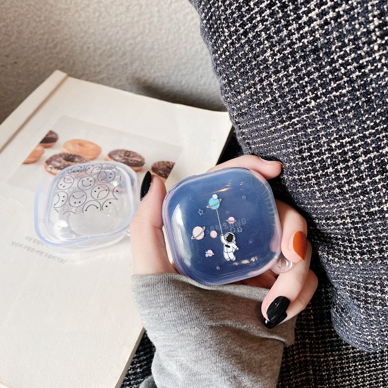 Vỏ Bảo Vệ Hộp Sạc Tai Nghe samsung galaxy Buds 2 / Buds Live / Buds FE / Buds2 Pro / Buds Pro Bằng tpu Trong Suốt Họa Tiết Phi Hành Gia Dễ Thương