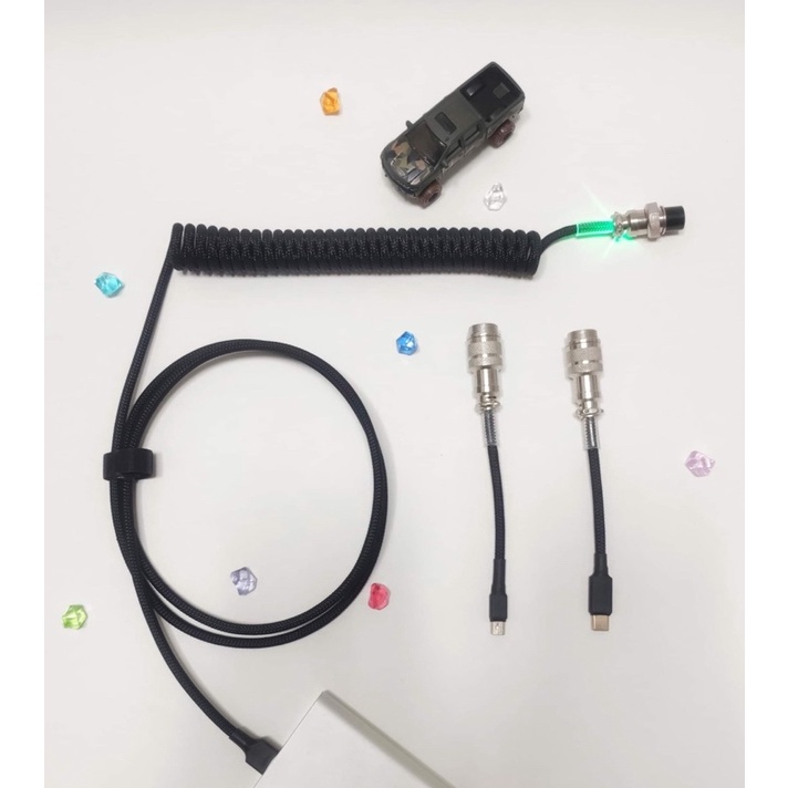 Dây cáp customs bàn phím cơ - 2 đầu kết nối - lò xo liền dây kèm led