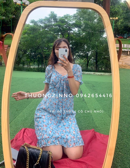 [Ảnh thật/Video] Váy hoa vintage cổ nơ tay bồng - Đầm hoa ulzzang