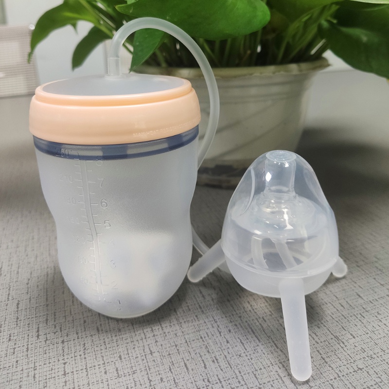 Bình Sữa Silicone 250ml Có Ống Hút Dài Cho Bé
