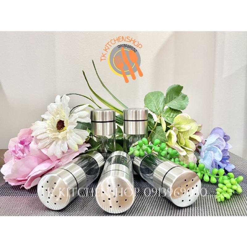 Lọ đựng tăm, tiêu, muối phong cách khách sạn 5 sao cao cấp kích thước ĐK4x10CM chất liệu inox 304 và nhựa PC cao cấp