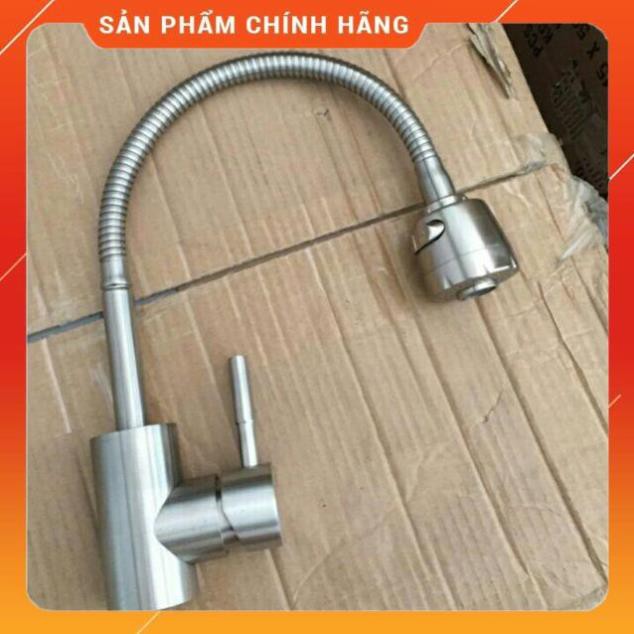 Vòi chén dẻo lò xo nóng lạnh inox 304 kèm 2 dây cấp nước nóng lạnh loại đẹp