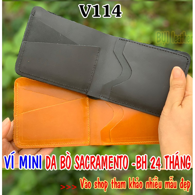 Ví mini nam da bò Sacramento cao cấp V114-Da thật-BH 24tháng-Full hộp (CÓ VIDEO)