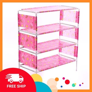 [FREE SHIP] Kệ để giày dép 4 tầng hoa văn