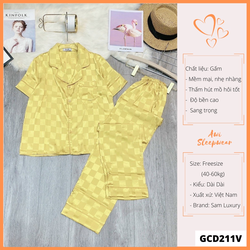 Bộ Pyjama Cộc Dài Kẻ Caro Gấm Siêu Sang Sam Luxury - Awi Sleepwear