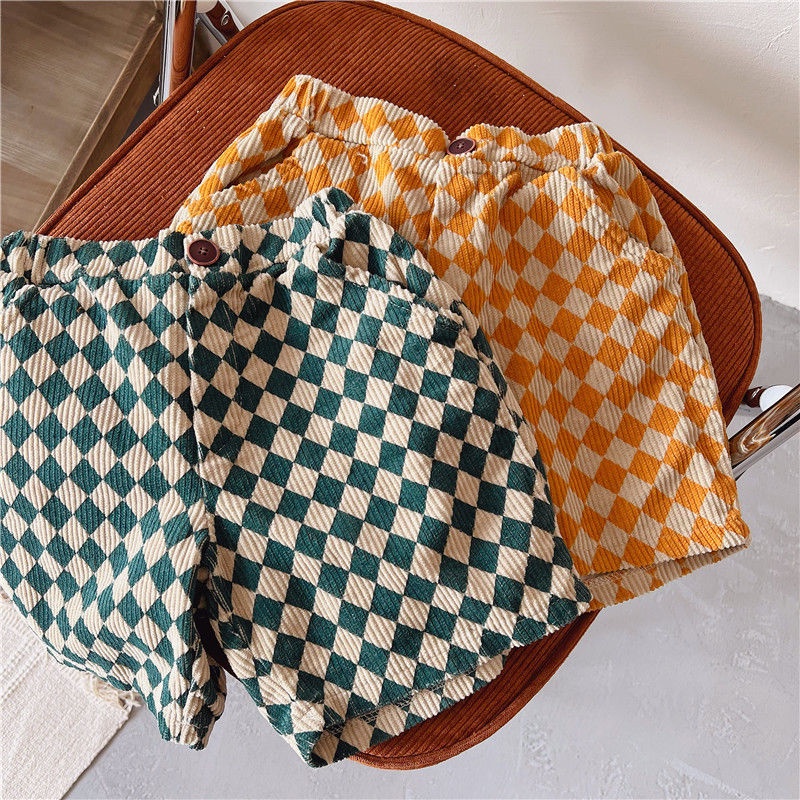 Quần Short Nhung Kẻ Phong Cách Mới Mùa Xuân 2022 Kích Thước Nhỏ Và Vừa Cho Bé Trai Và Bé Gái