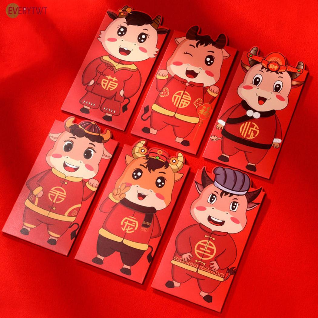 Set 6 Bao Lì Xì Đỏ Mừng Năm Mới 2021