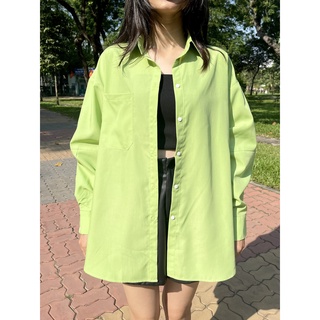 Áo sơ mi xanh mạ non oversize - hoo design