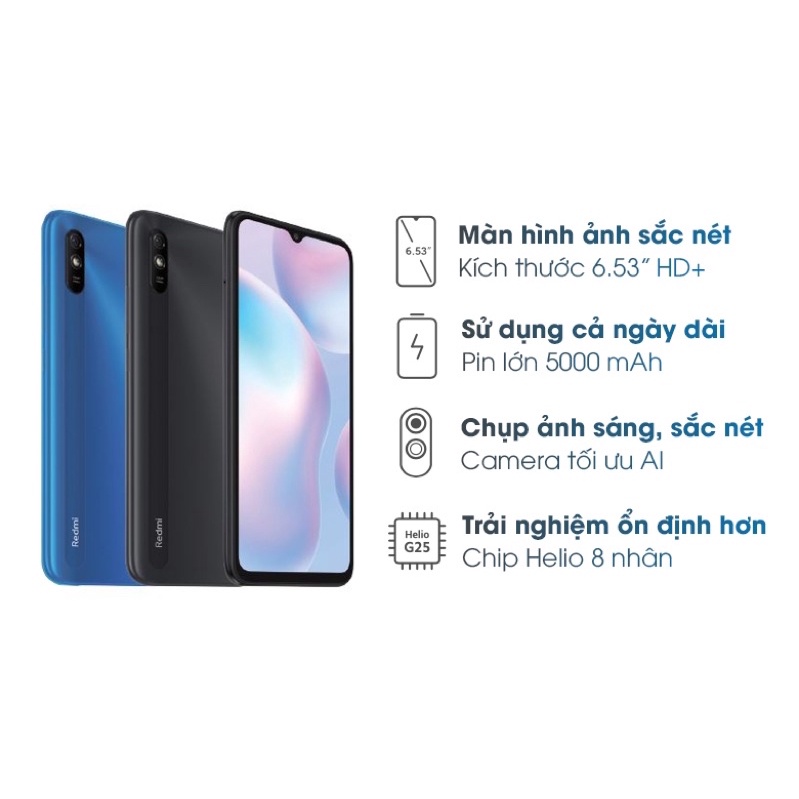 Điện thoại Xiaomi Redmi 9A ram 4Gb bộ nhớ 64Gb Máy đẹp 97-98% Màn 6.53in Pin 5000mAh - 2 sim Full Tiếng Việt | BigBuy360 - bigbuy360.vn