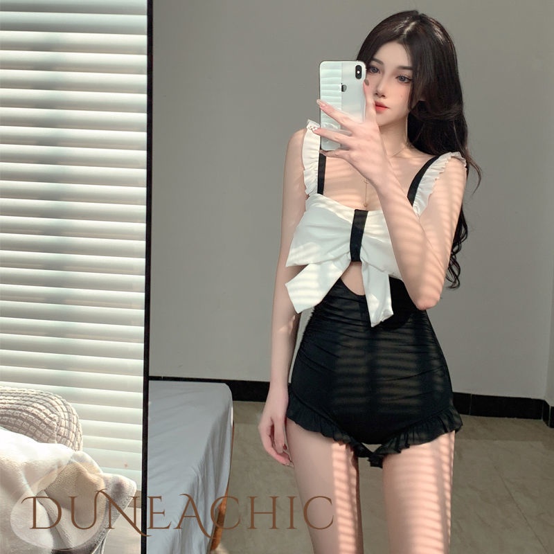 DUNEA Đồ Bơi Một Mảnh Phối Ren Thắt Nơ Dành Cho Nữ