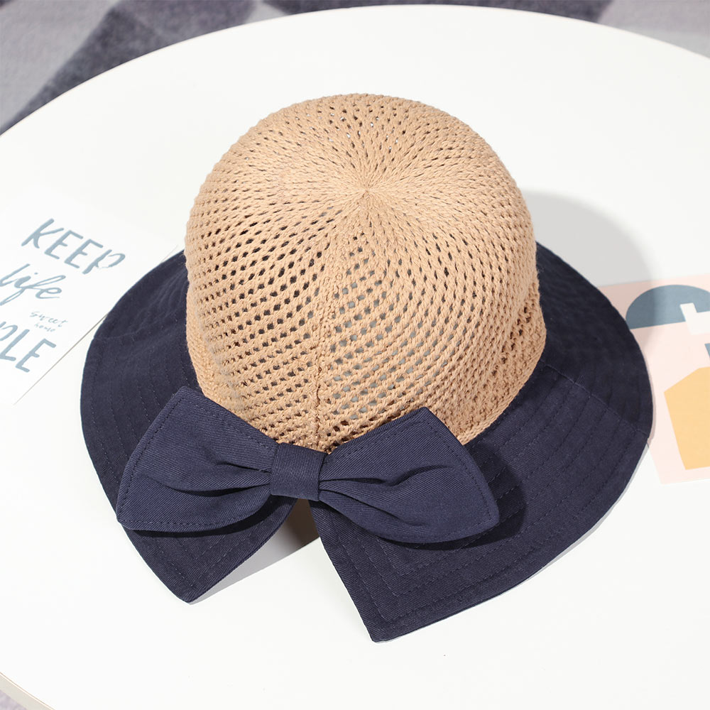 Mũ rộng vành chống tia uv đính nơ có thể gấp gọn tiện dụng thời trang đi biển cho nữ