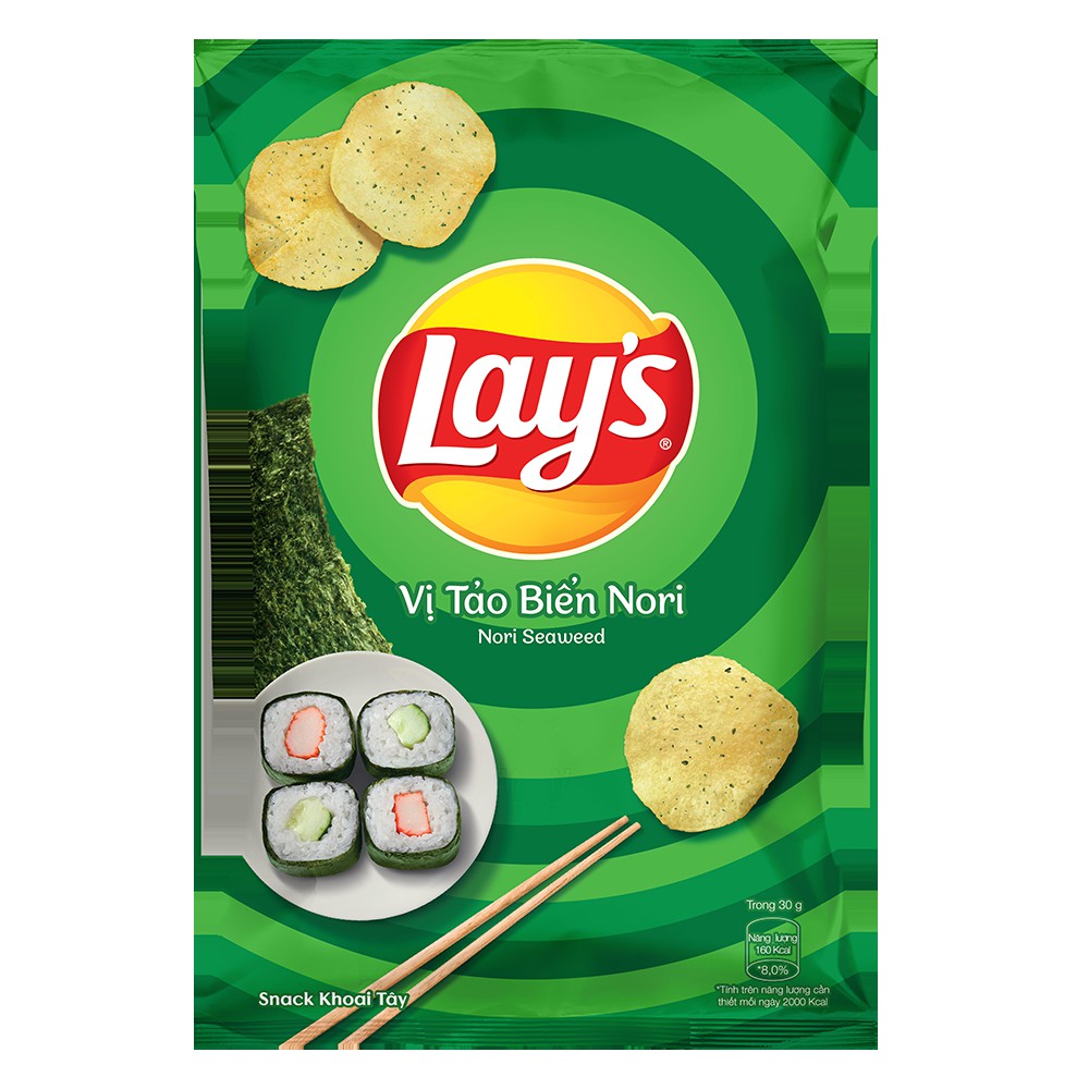 Combo 4 Snack Khoai Tây Lay's bịch 95g,Mix Vị: Sườn Nướng BBQ, Phô Mai Cheddar, Tảo Biển Nori và Thăn Bò Nướng Texas