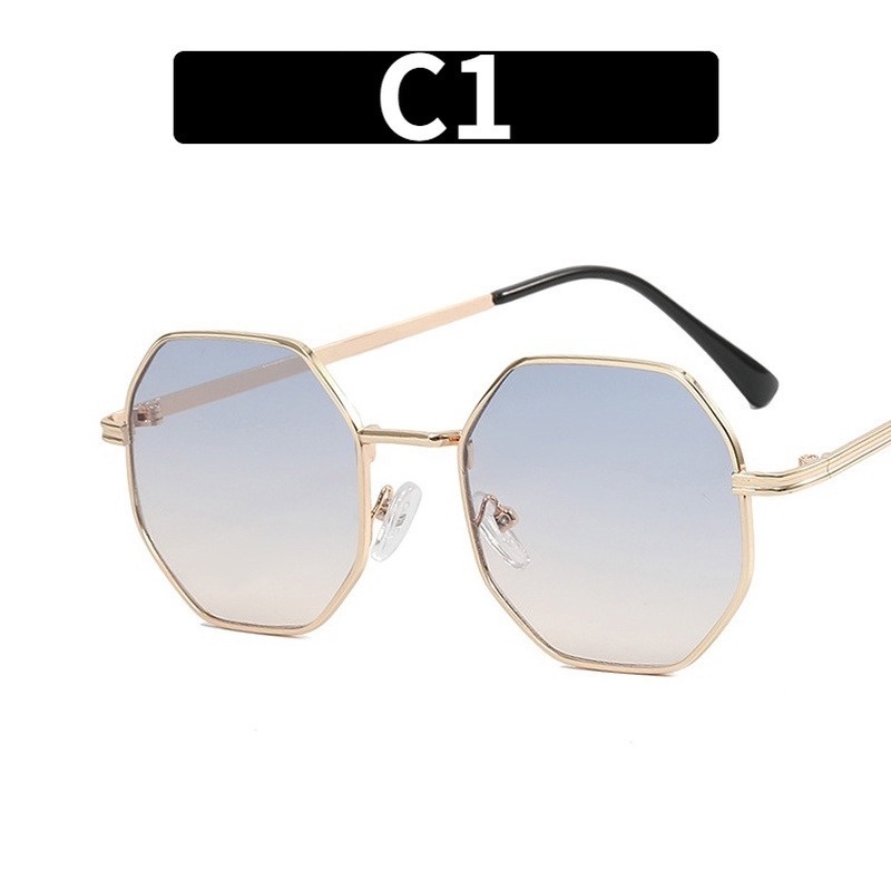 (KIQI-FASHION) COD Kính Mát Gọng Kim Loại Đa Giác Chống Tia Uv400 Siêu Nhẹ Phong Cách Cổ Điển Thời Trang Mới Cho Nữ