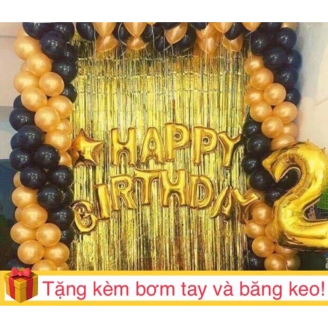 FREESHIP 99K TOÀN QUỐC_Combo 2 rèm kim tuyến, bóng chữ Happy birthday và 50 bóng nhũ (chat với shop để chọn màu)