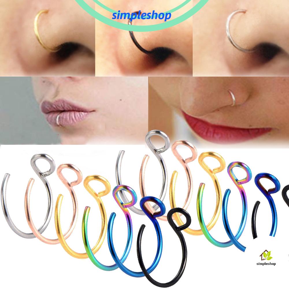 Khuyên mũi giả không xỏ lỗ bằng thép không gỉ nhiều màu làm đẹp thời trang