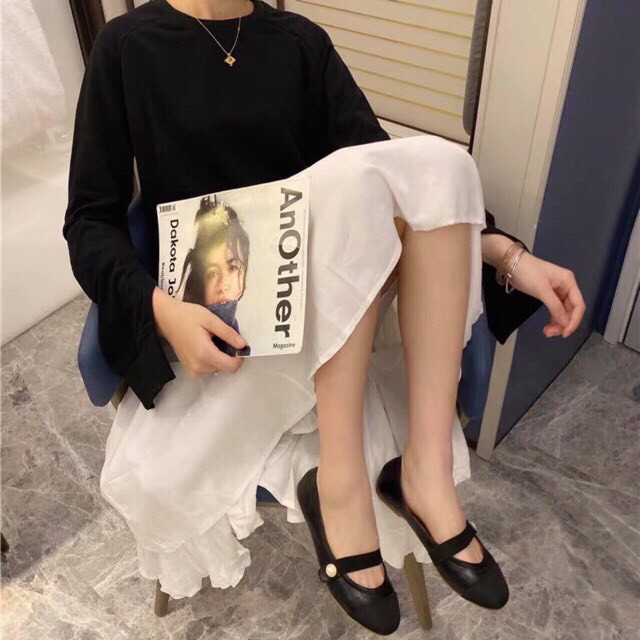 Giày búp bê quai ngang đính hạt ngọc chất đẹp