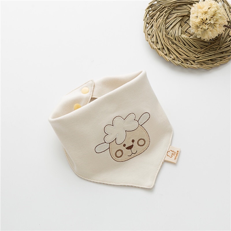 Khăn yếm tam giác cho bé ORGANIC hàng cao cấp 100% SỢI BÔNG COTTON HỮU CƠ TỰ NHIÊN có thêu hoạ tiết cực đẹp