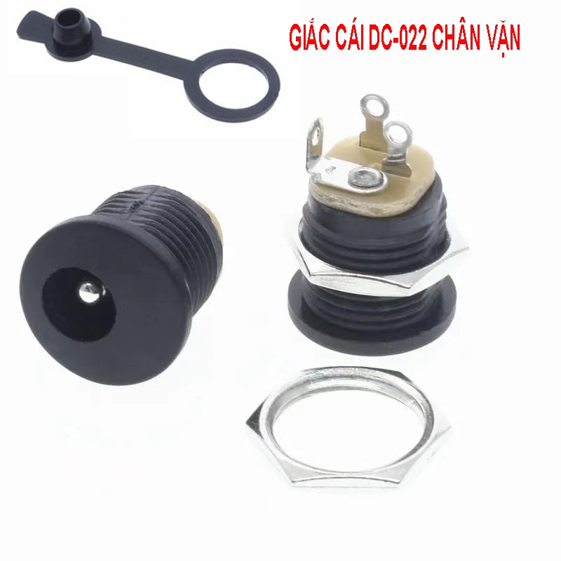 Giắc cái DC-022K DC-022V chân gài và vặn ốc 5.5x2.1mm có cao su chống nước