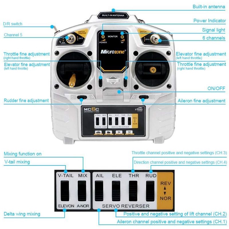 Bộ điều khiển txrx MC6C kèm mạch MC7RB nâng cấp ( có video hướng dẫn sử dụng+ quay video test trước khi gửi)