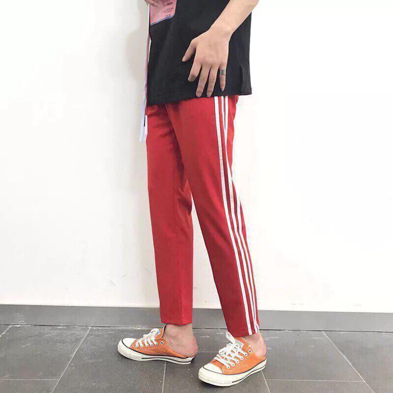 UNISEX - QUẦN 3 SỌC - LINE PANTS - QUẦN ĐỎ 3 SỌC TRẮNG