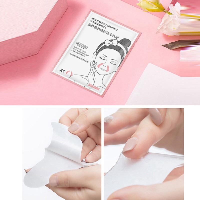 HUNMUI 5Pair Frown Lines Removal Patch Nasolabial Folds Anti-Wrinkle Mask Anti-Aging Stickers Moisturizing Firming Face